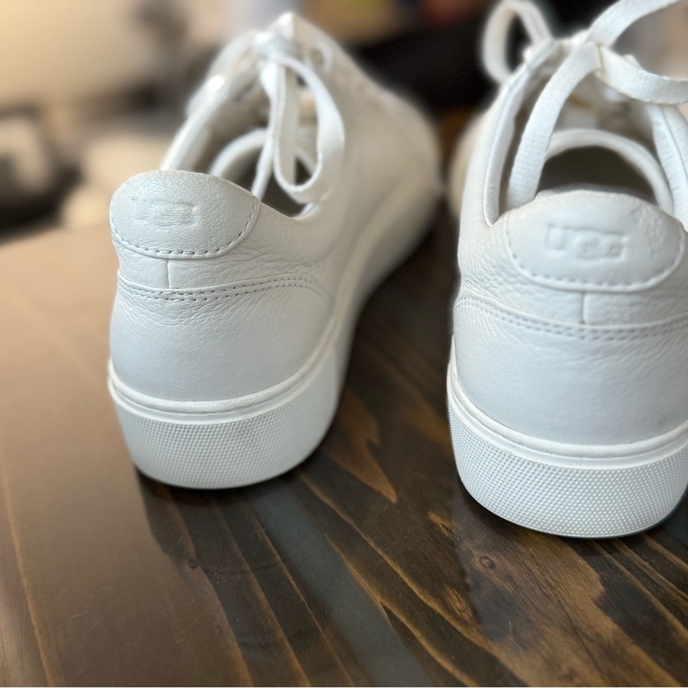 UGG Classic White Low-Top Sneakers with Smooth Finish
